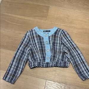 Zara Multicolor Tweed and Denim short top